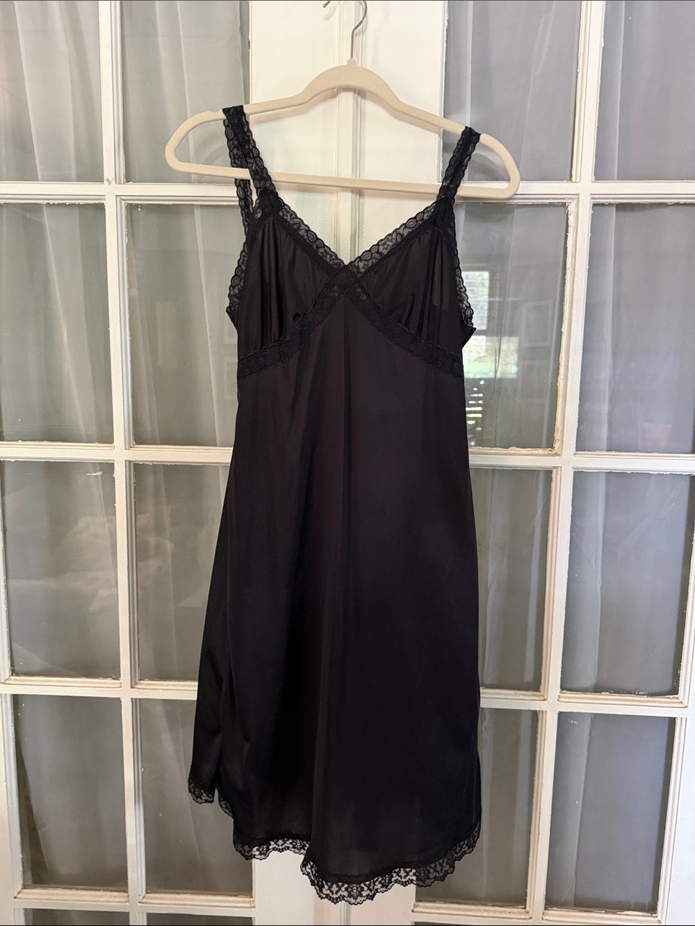 Vintage Black Lace-Trim Slip Dress Indie Whimsigoth Romantic - Picture 1 of 6